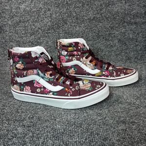 Vans Sk8 Hi Women Size 5 Floral Burgundy Lace Up Sneakers Cottage